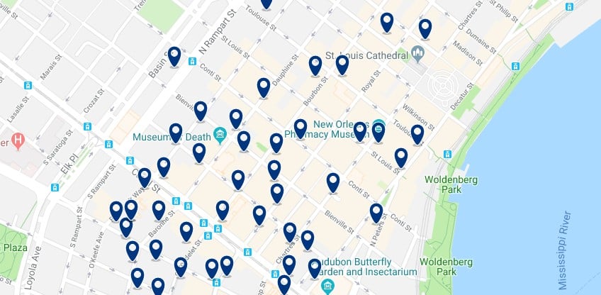 New Orleans - French Quarter - Clicca qui per vedere tutti gli hotel su una mappa