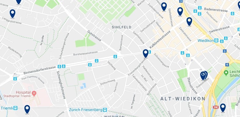 Zürich - Wiedikon & Sihlfeld - Click to see all hotels on a map