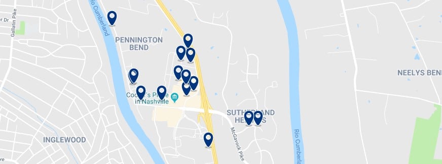 Nashville - Opryland & Music Valley - Haz clic para ver todos los hoteles en un mapa