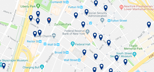Nueva York - Financial District - Haz clic para ver todos los hoteles en un mapa