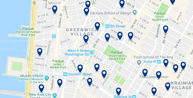 New York - Greenwich Village - Click here to see all hotels on a map