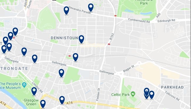 Glasgow - East End - Haz clic para ver todos los hoteles en un mapa