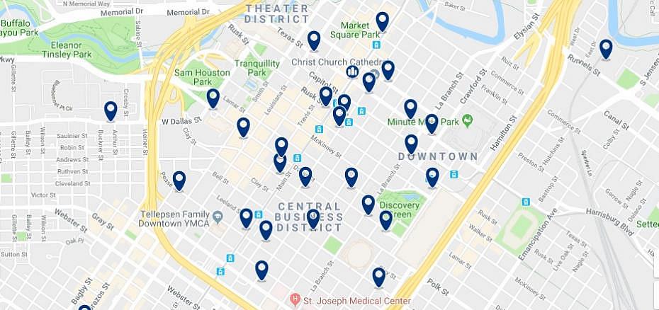 Houston - Downtown - Haz clic para ver todos los hoteles en un mapa