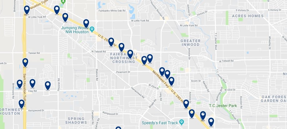 Houston - Northwest - Haz clic para ver todos los hoteles en un mapa