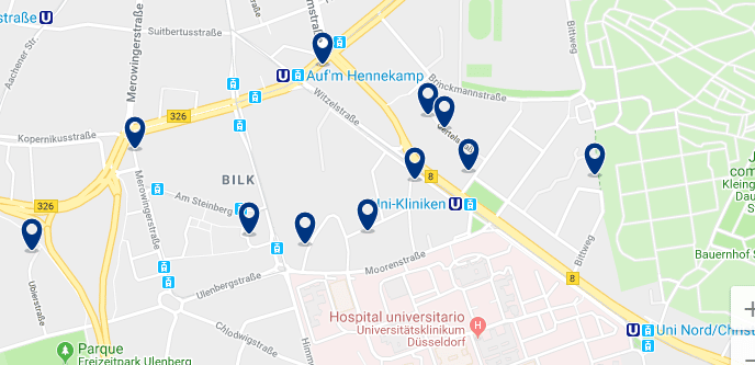Düsseldorf – Bilk – Haz clic para ver todos los hoteles en un mapa