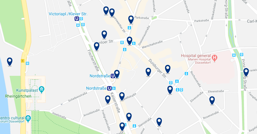 Düsseldorf – Pempelfort – Haz clic para ver todos los hoteles en un mapa