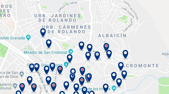 Granada – Albaicín – Haz clic para ver todos los hoteles en un mapa
