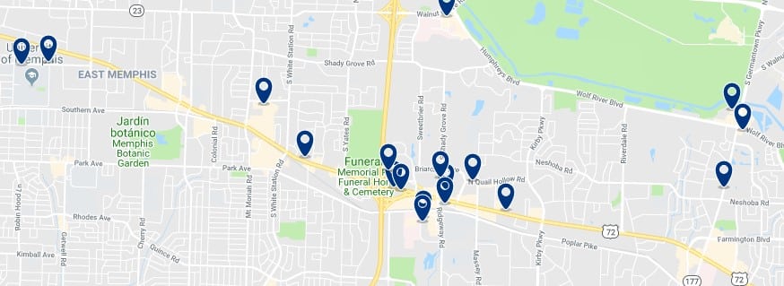 Memphis - East Memphis - Haz clic para ver todos los hoteles en un mapa