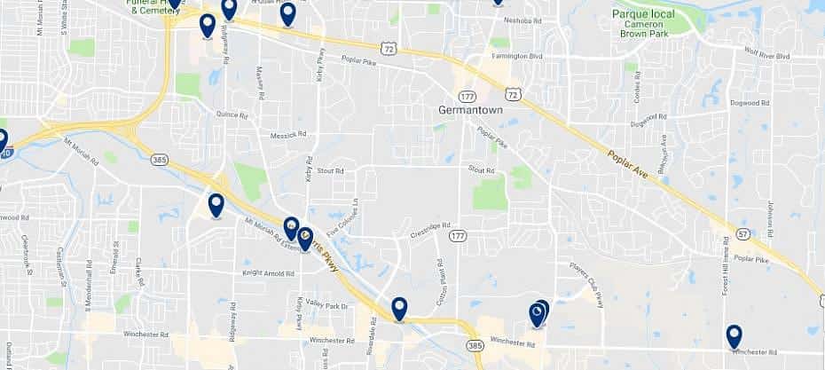 Memphis - Germantown - Haz clic para ver todos los hoteles en un mapa