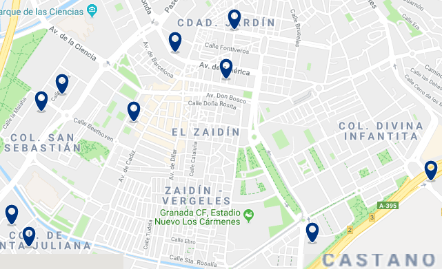 Granada – Zaidín – Haz clic para ver todos los hoteles en un mapa