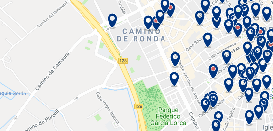 Granada – Distrito de Ronda – Haz clic para ver todos los hoteles en un mapa