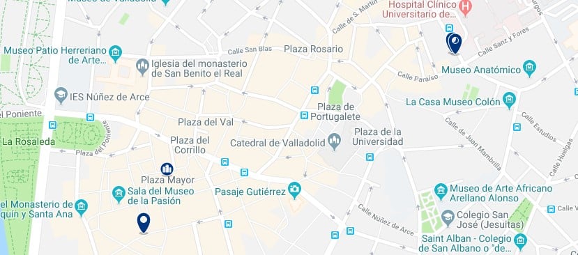 Valladolid - Historic Centre - Click to see all hotels on a map