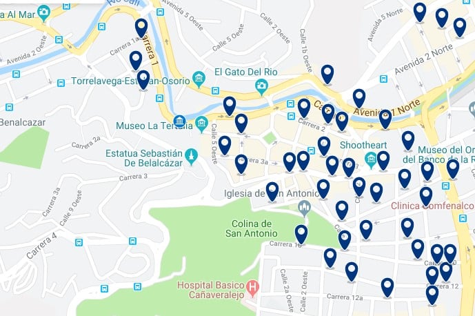 Cali - San Antonio - Clica aquí para ver todos los hoteles en un mapa
