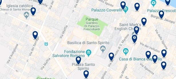 Florencia - Santo Spirito - Haz clic para ver todos los hoteles en un mapa