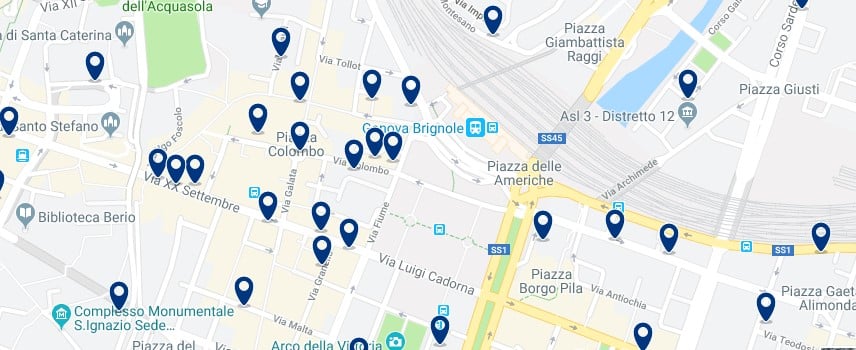 Génova - Brignole - Clica sobre el mapa para ver todo el alojamiento en esta zona