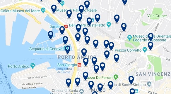 Génova - Puerto Antiguo y Centro Histórico - Clica sobre el mapa para ver todo el alojamiento en esta zona