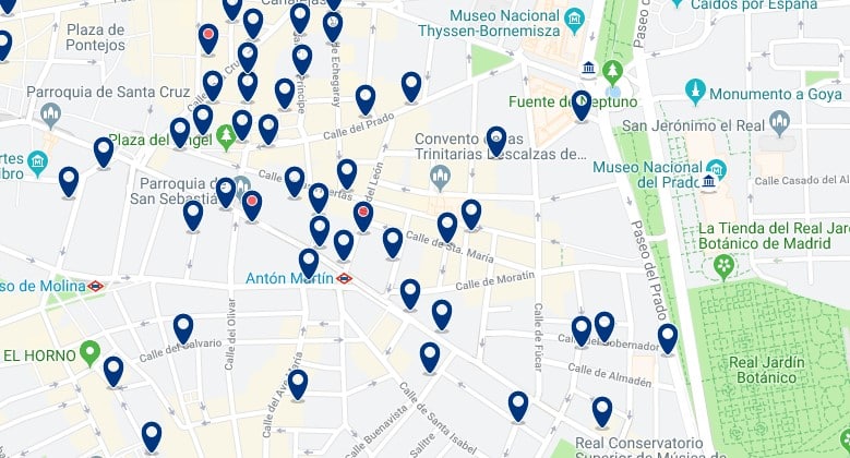 Madrid - Las Letras - Haz clic para ver todos los hoteles en un mapa