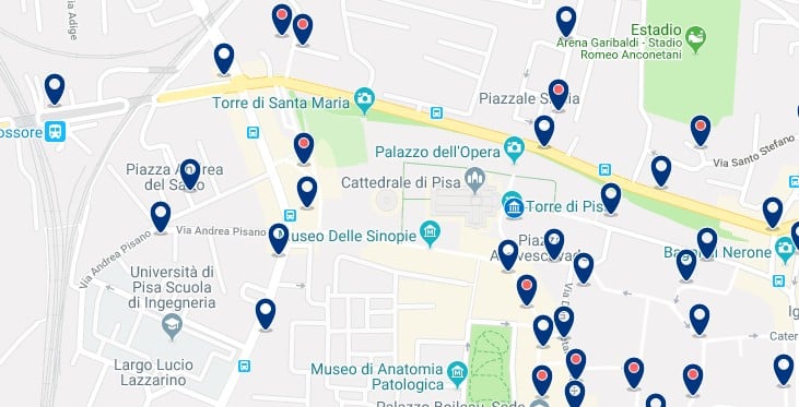 Pisa - Torre di Pisa - Clica sobre el mapa para ver todo el alojamiento en esta zona