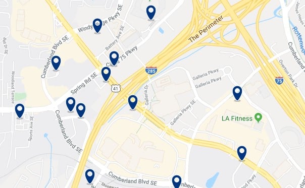 Atlanta - Cobb Galleria - Haz clic para ver todos los hoteles en un mapa