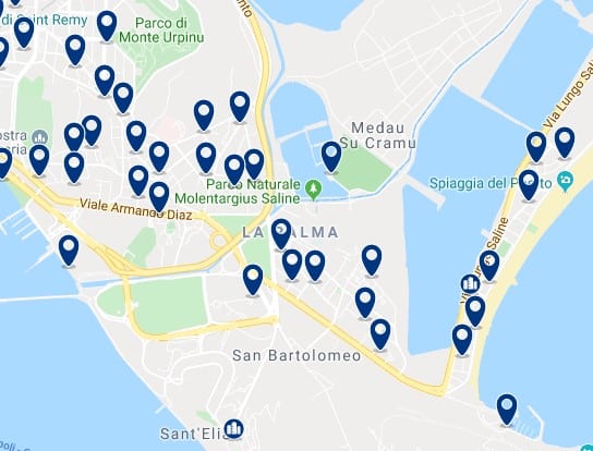Cagliari - Spiaggia del Poetto - Click to see all hotels on a map