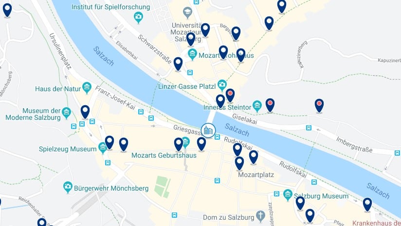 Salzburg - Altstadt - Clica sobre el mapa para ver todo el alojamiento en esta zona