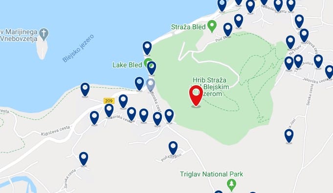 Bled - Straza Hill - Clica sobre el mapa para ver todo el alojamiento en esta zona