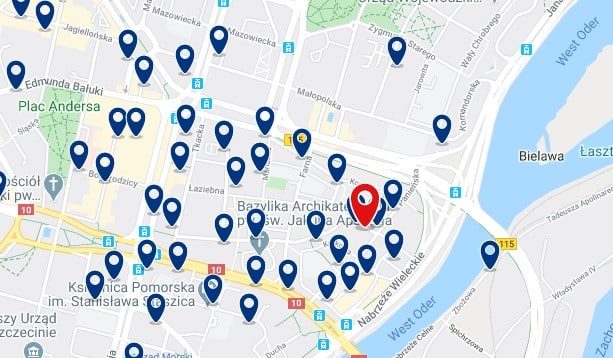 Szczecin - Stare Miasto - Clica sobre el mapa para ver todo el alojamiento en esta zona