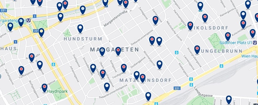 Viena - Margareten - Clica sobre el mapa para ver todo el alojamiento en esta zona