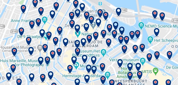 Dónde dormir en Ámsterdam para vida nocturna – Centro – Haz clic aquí para ver todos los hoteles en un mapa