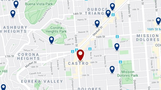 San Francisco - Castro - Haz clic para ver todos los hoteles en un mapa