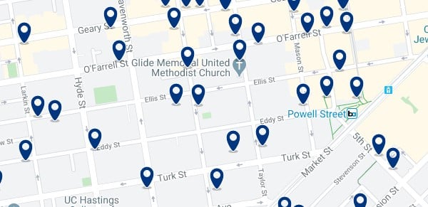 San Francisco - Tenderloin - Haz clic para ver todos los hoteles en un mapa