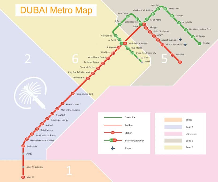Mapa del metro de Dubái