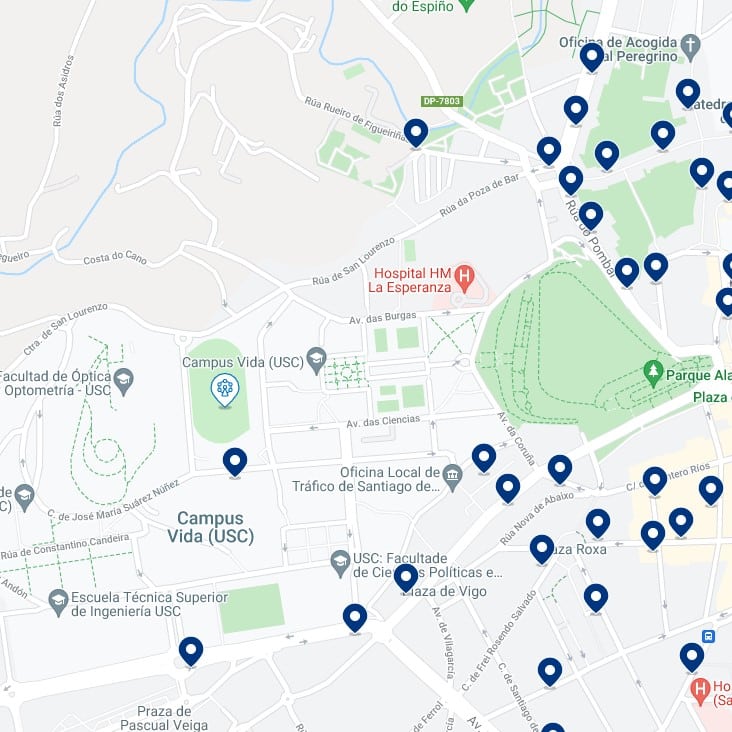 Campus Sur de Santiago de Compostela - Accommodation Map