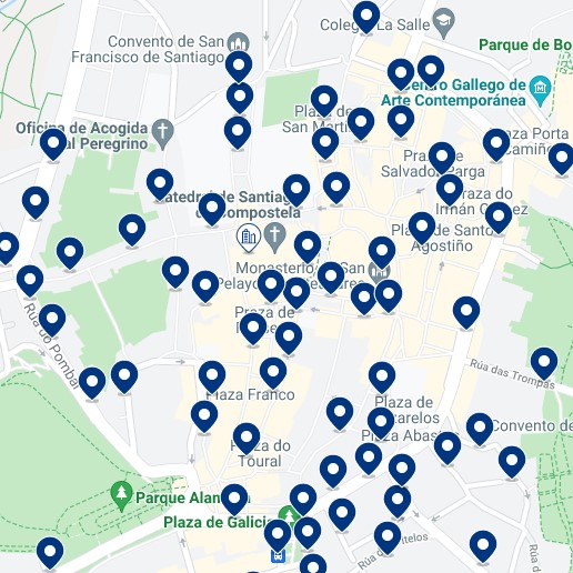 Centro Histórico de Santiago de Compostela - Accommodation Map