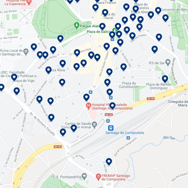Ensanche de Santiago de Compostela - Accommodation Map