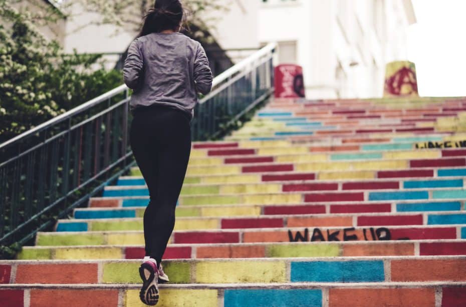 The colourful stairs leading to the hipster district of La Croix-Rousse