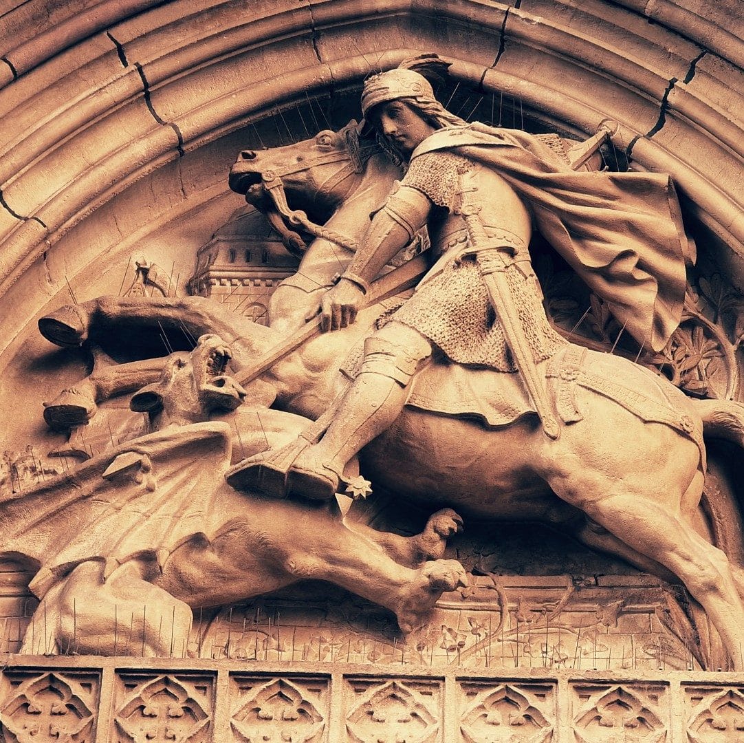 Relief of Saint-Georges slaying the dragon