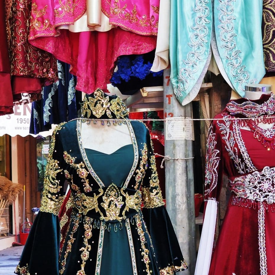 Traditional clothes in Izmir's Kemeralti Bazaar