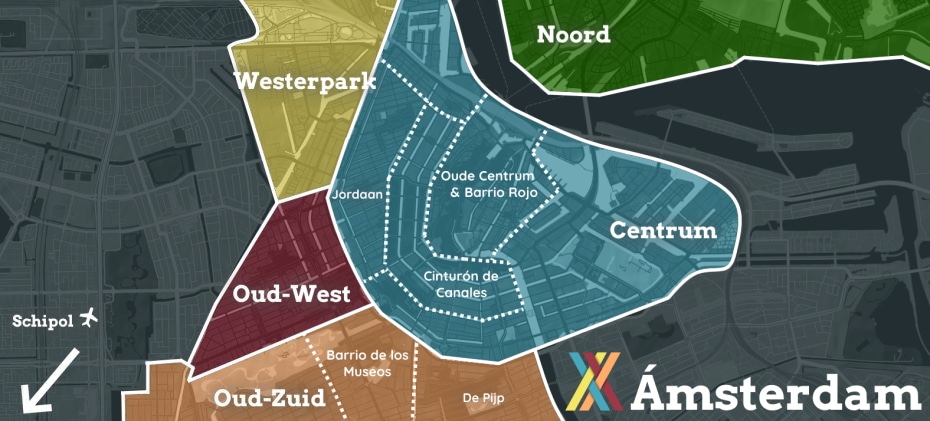 Mapa de alojamiento de Ámsterdam