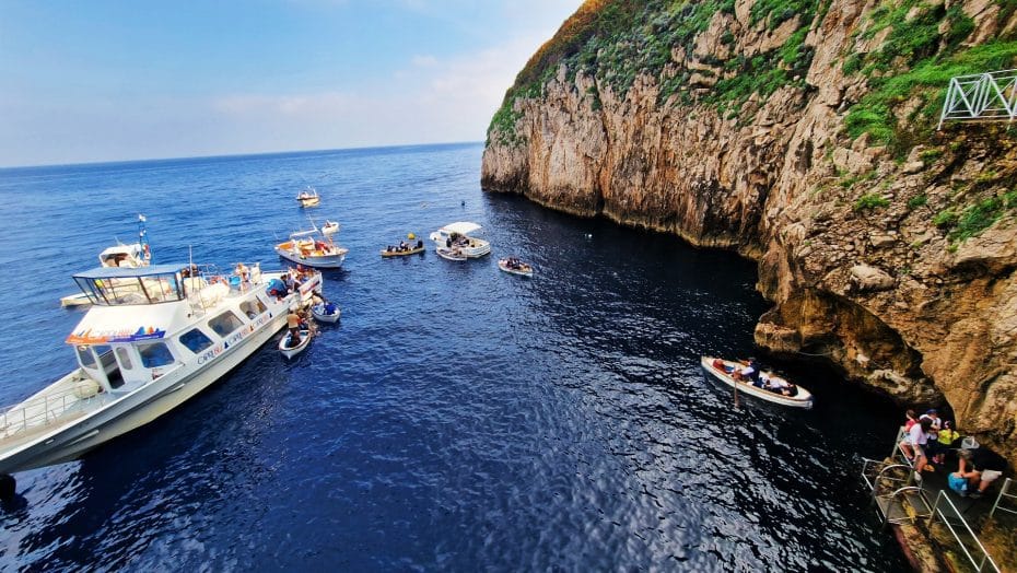 Access to the Grotta Azzurra, the main tourist attraction in Capri