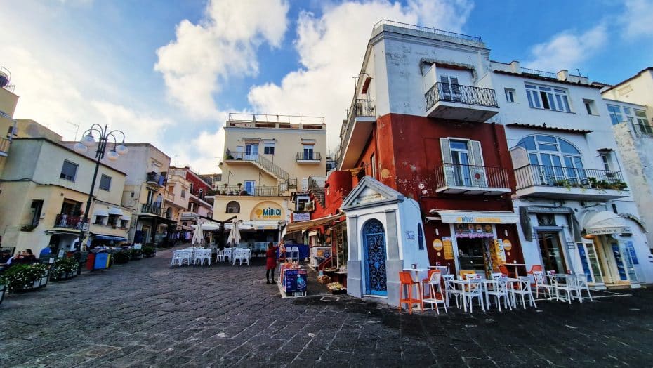 Capri's Marina Grande is full of souvenir shops and restaurants of all kinds