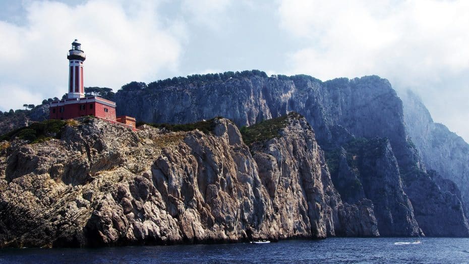 Punta Carena is famous for its lighthouse and for hosting one of the most popular beaches in Capri