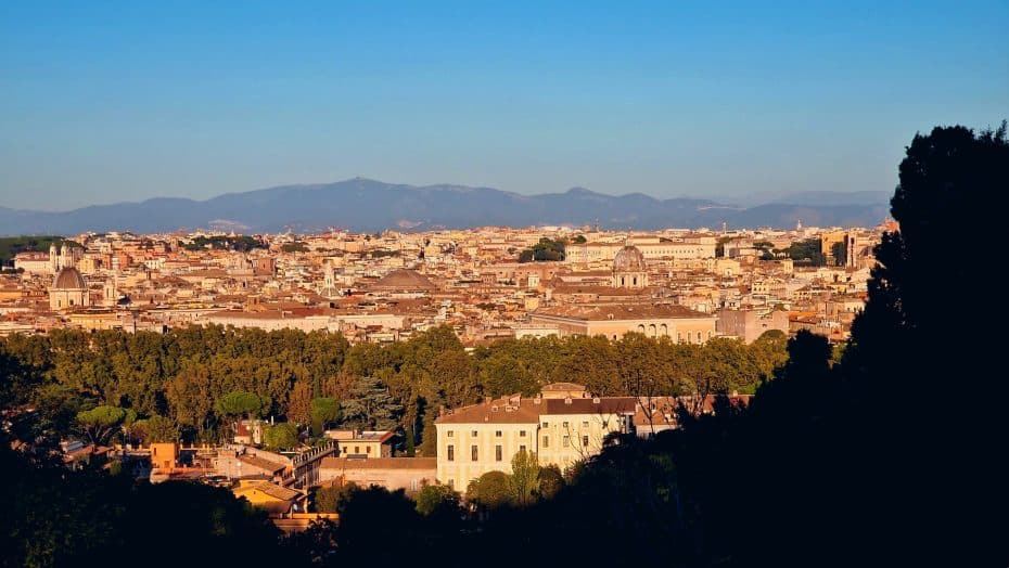 Vistas de Roma desde la colina del Janículo