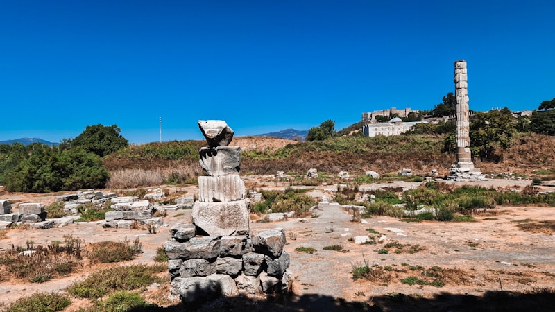 Ruins of the Artemison or Temple of Artemis in Ephesus, Turkey.